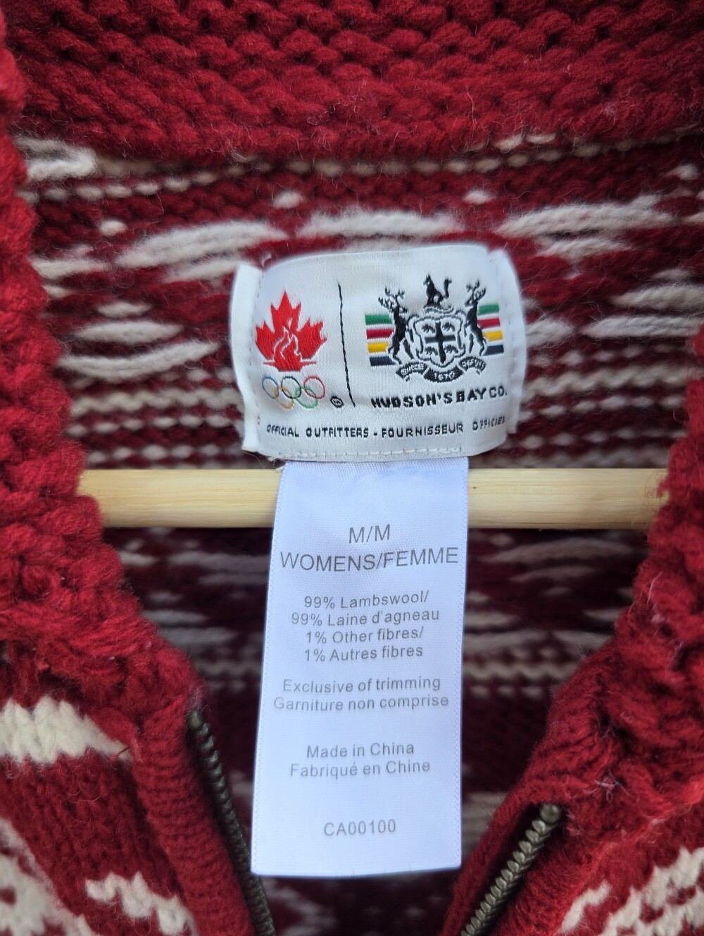 Hudson's Bay Company HBC Team Canada Olympic Cowichan Style Wool Cardigan Medium - Picture 5 of 11